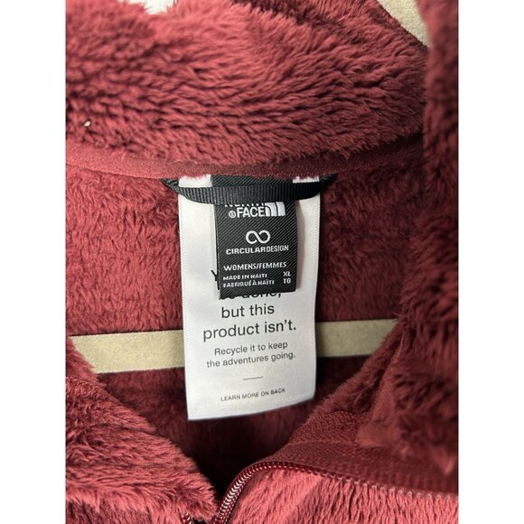 The North Face Women’s XL Osito Fuzzy Full Zip Fleece Jacket Solid Maroon - Picture 13 of 14